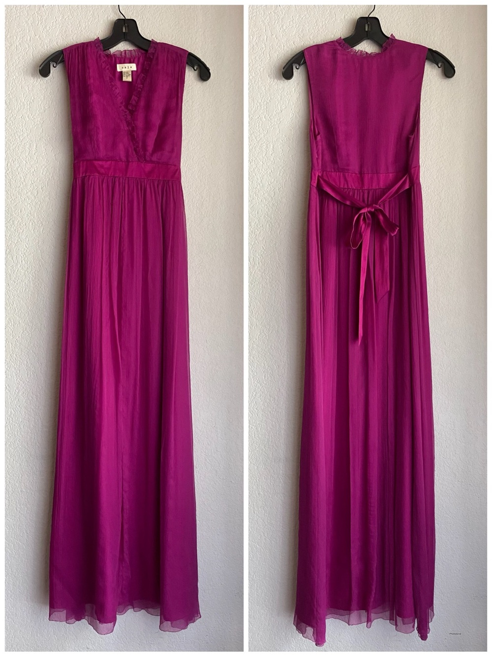 Saja Sleeveless Fuchsia Maxi Dress with Waist Tie